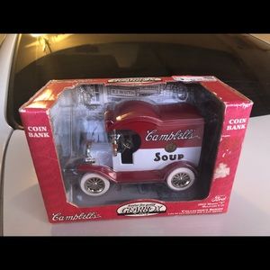 Collectible Campbell’s Soup coin bank.